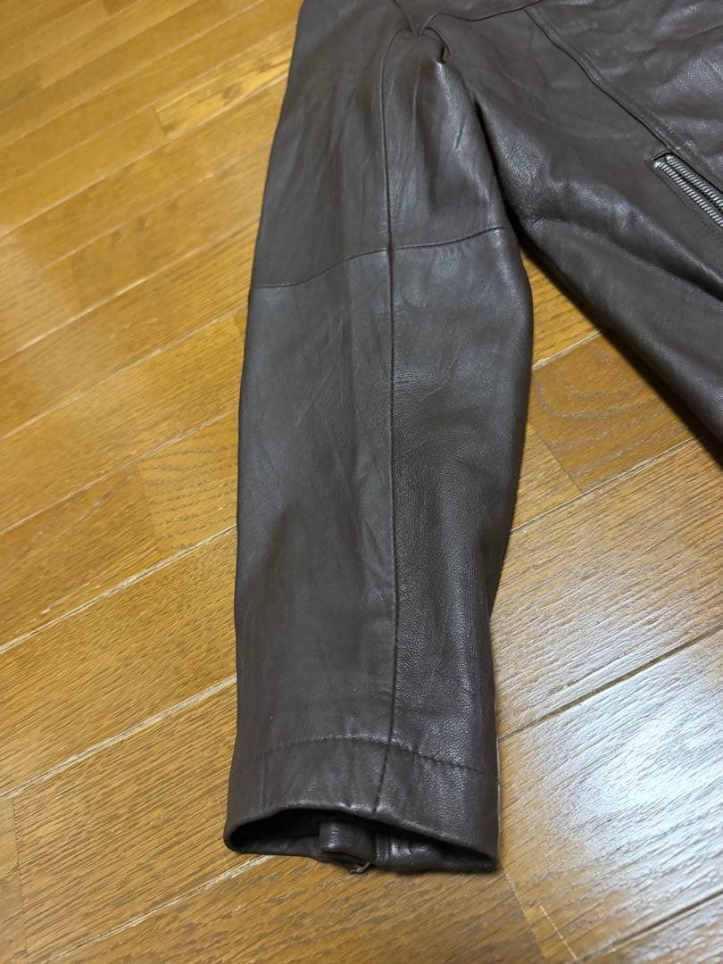 【美品】Uniqlo 羊革 ラムレザー シングルライダース ダブルジップ XL