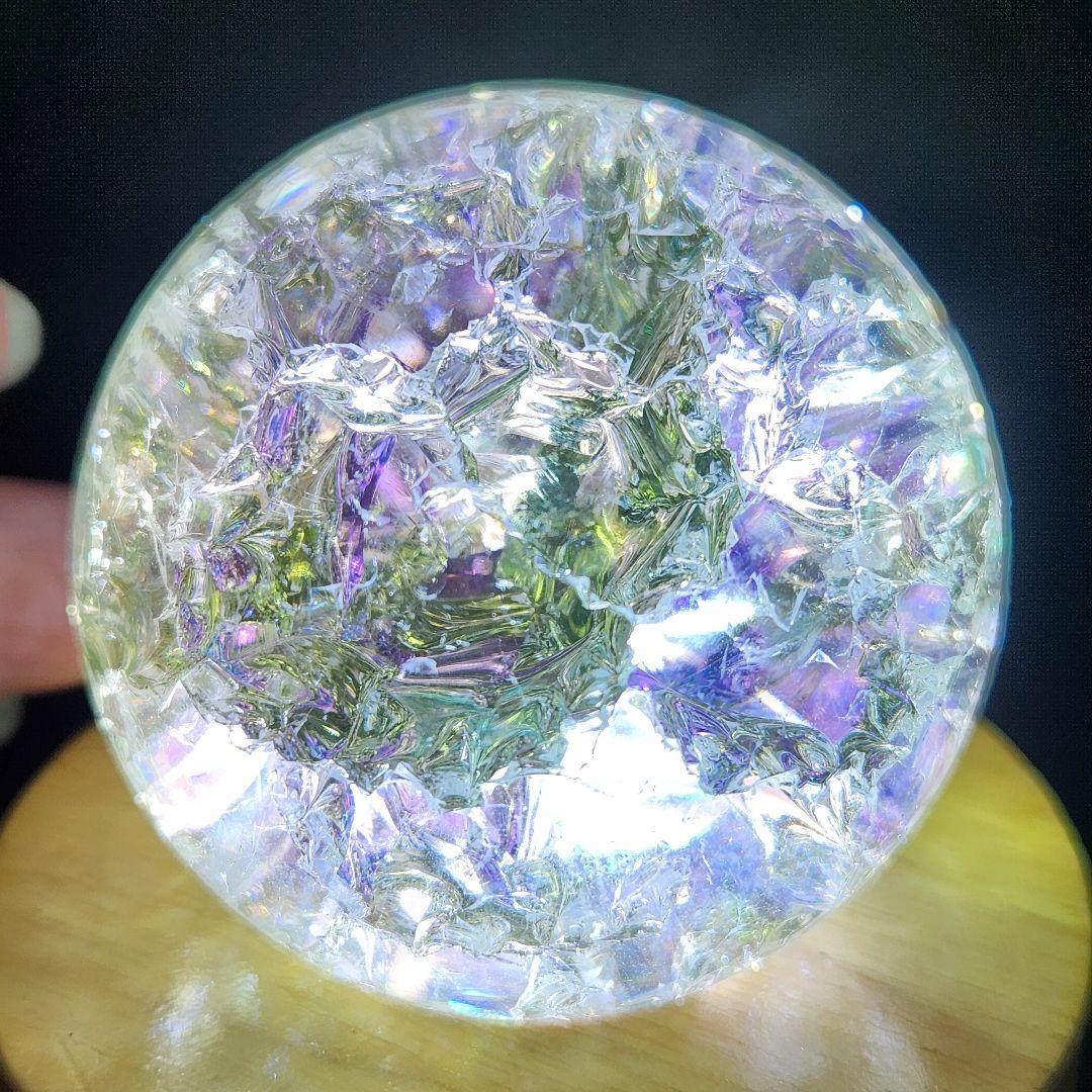 大人気【新品】エンジェルオーラクラック水晶スフィア 約60ミリ弱 usbライト