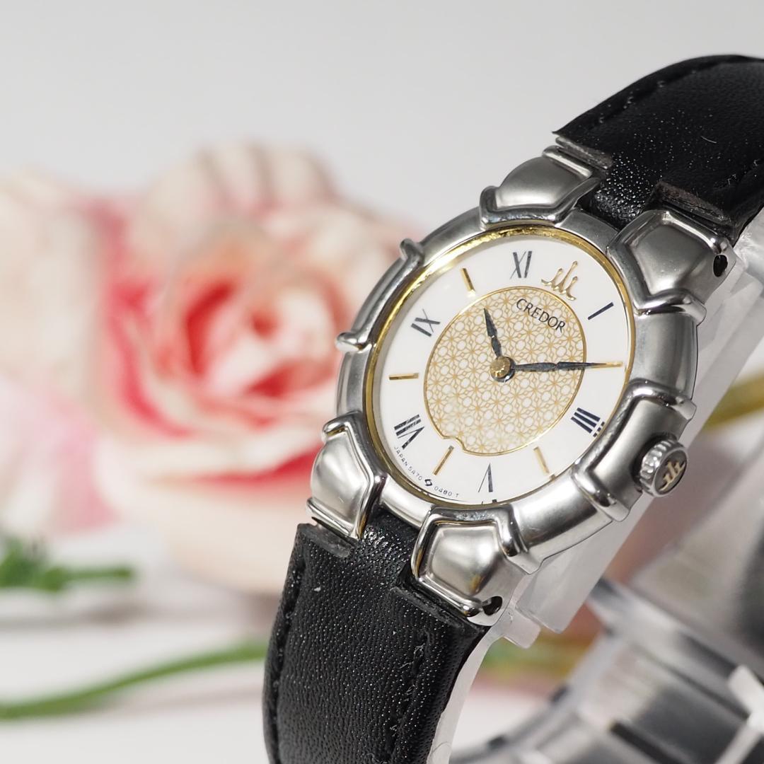 クレドール CREDOR セイコー 革ベルト レディース腕時計 シルバー 692