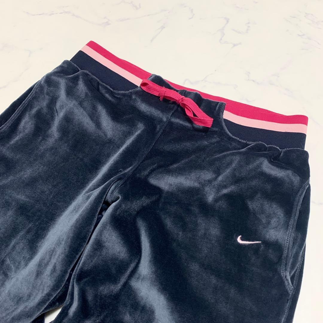 NIKE ナイキ セットアップ ジャージ ベロア ネイビー ピンク S