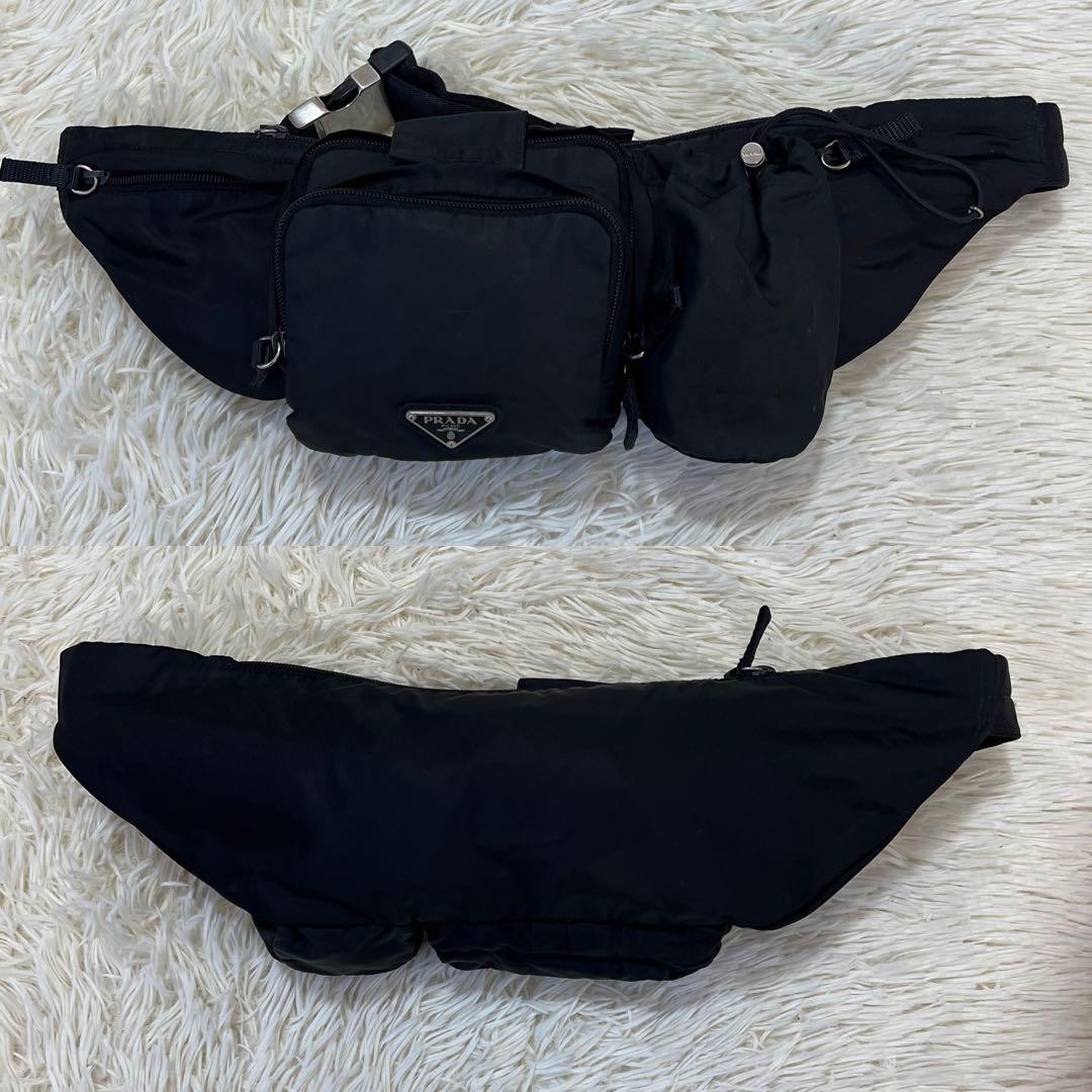 【極美品】プラダ ボディバック クロスボディ 三角ロゴ 黒 ナイロン 斜め掛け