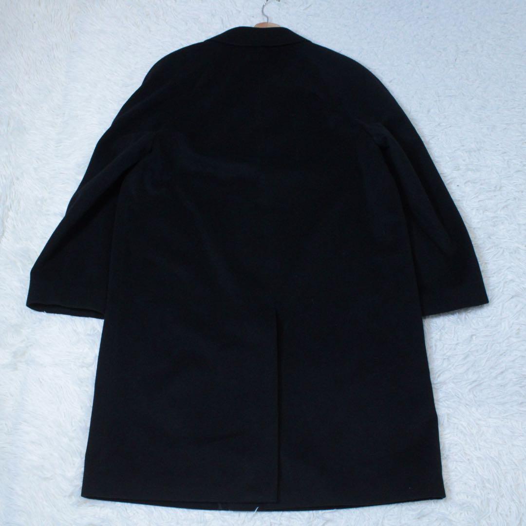 極美品 深喜毛織 カシミヤ100% 比翼 ステンカラーコート ブラック 黒 M