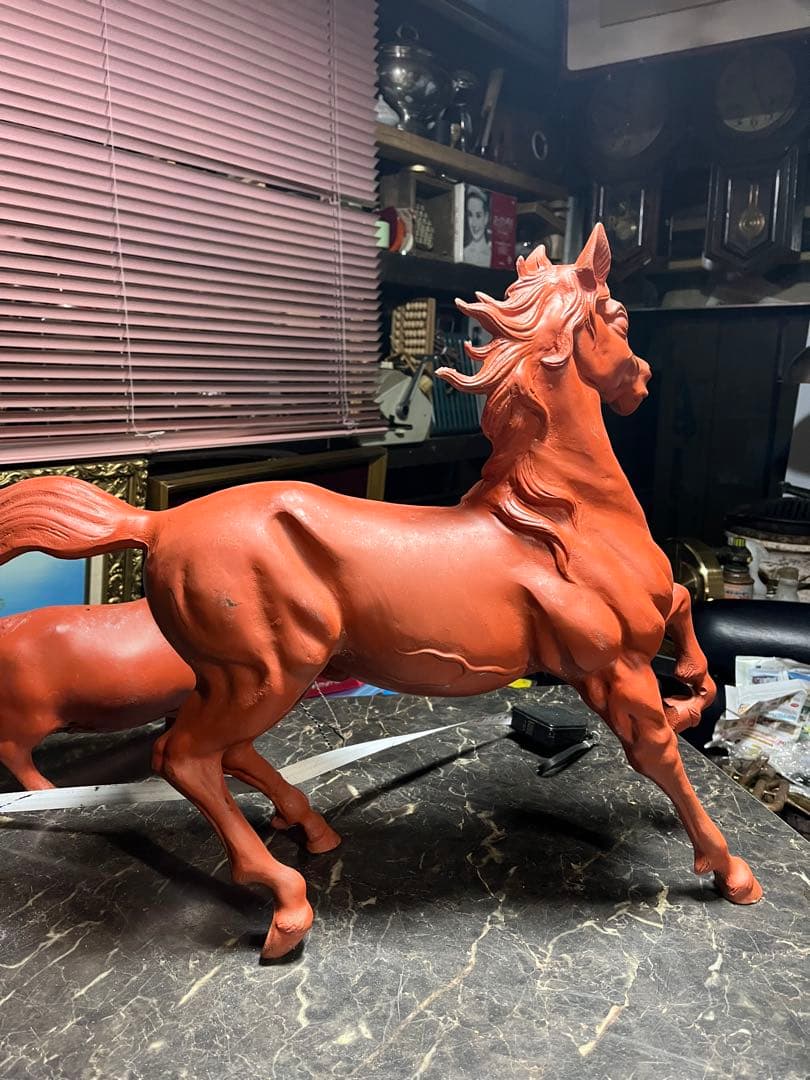 鉄製の馬、特大馬の置物、馬の置物、たてがみの馬、66センチ馬、11キロ