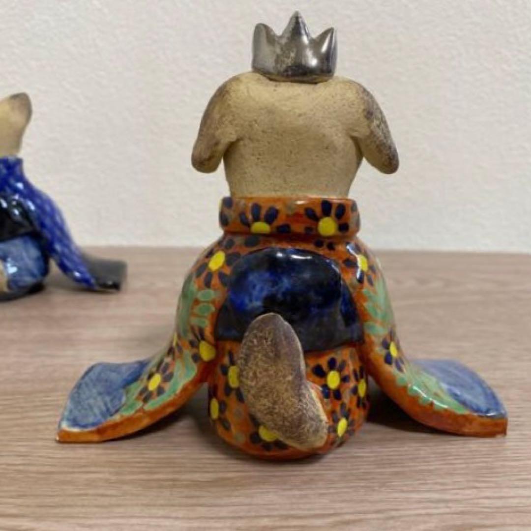 一点物　希少　益子焼　陶器雛人形 犬の嫁入り　陶器製 雛道具付