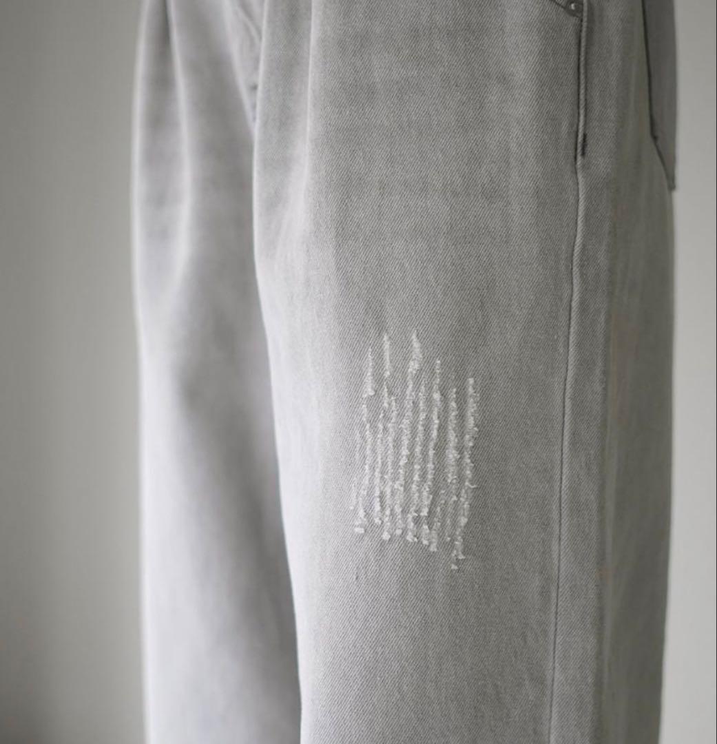 【 YENN / イエン 】 タックワイドデニムパンツ ライトグレー