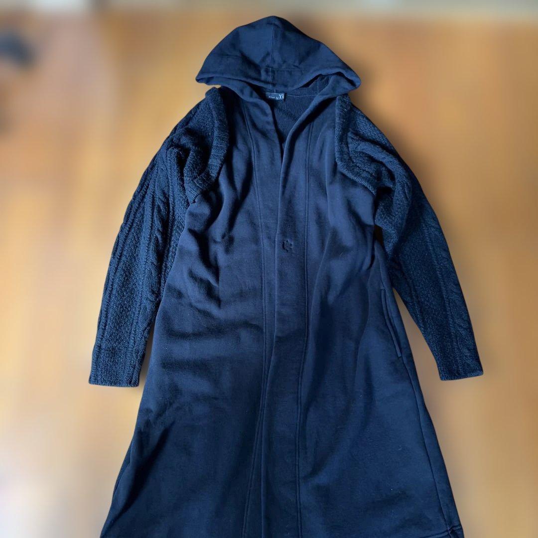 y's ワイズ　ニットドッキングロングフーディ 黒 2