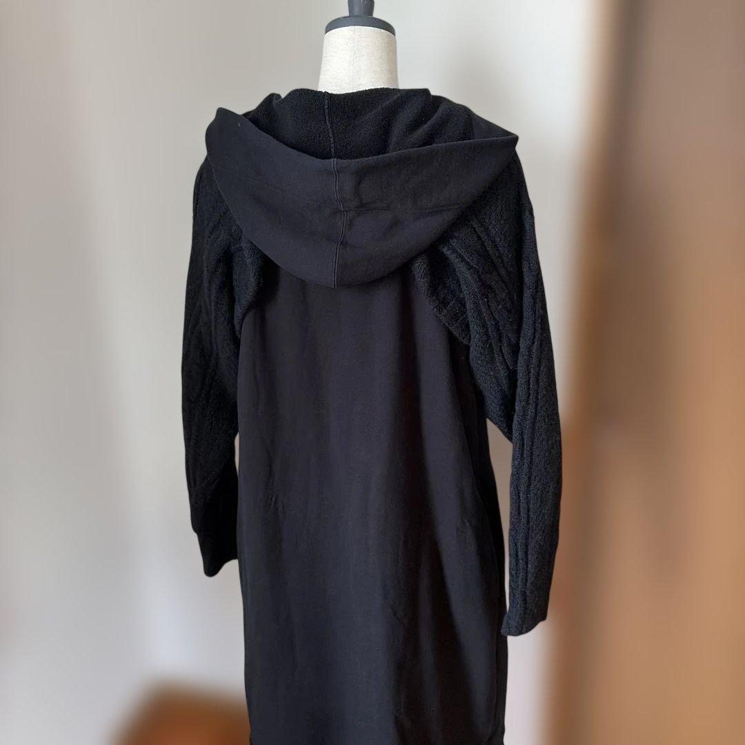 y's ワイズ　ニットドッキングロングフーディ 黒 2