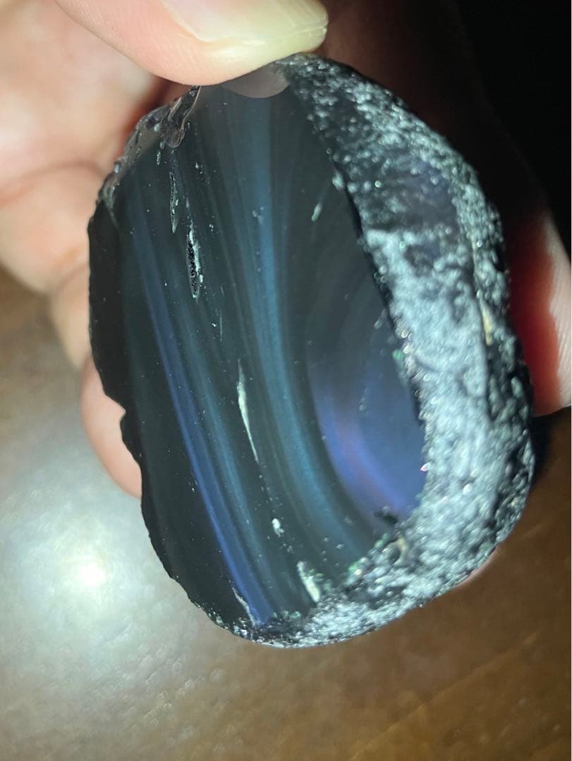 研磨品　十勝石玲瓏　複合色　レインボーオブシディアン