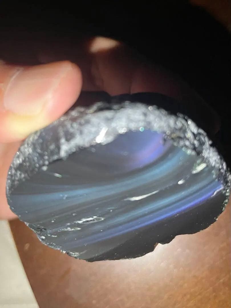 研磨品　十勝石玲瓏　複合色　レインボーオブシディアン