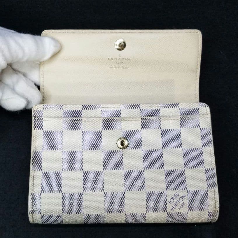 専用ルイヴィトン アズール ポルトフォイユ アレクサンドラ 三つ折り財布 ダミエ