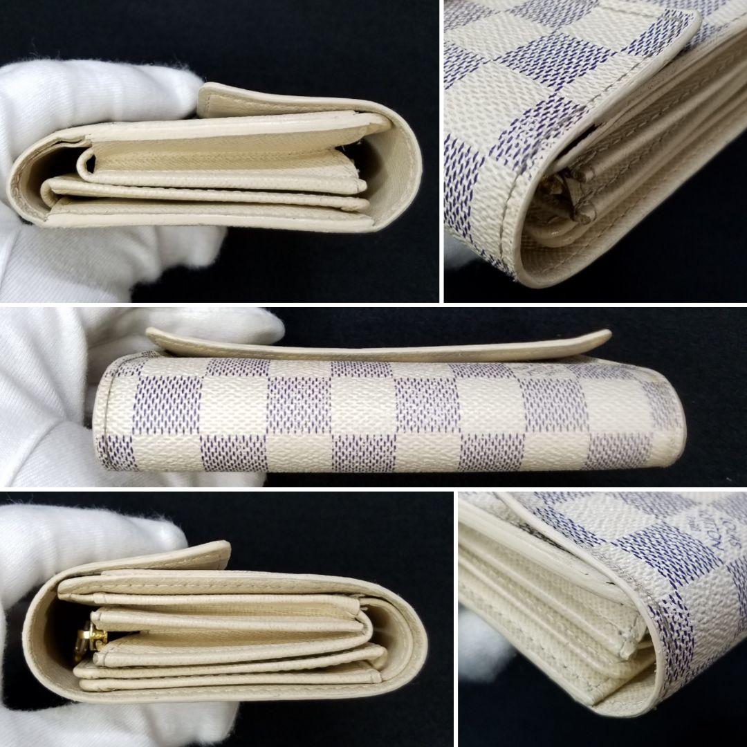 専用ルイヴィトン アズール ポルトフォイユ アレクサンドラ 三つ折り財布 ダミエ