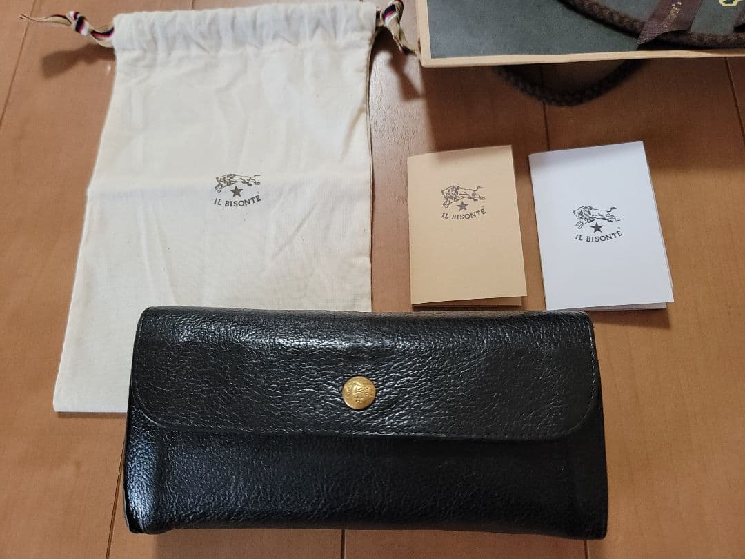 IL BISONTE ブラック長財布 付属品あり