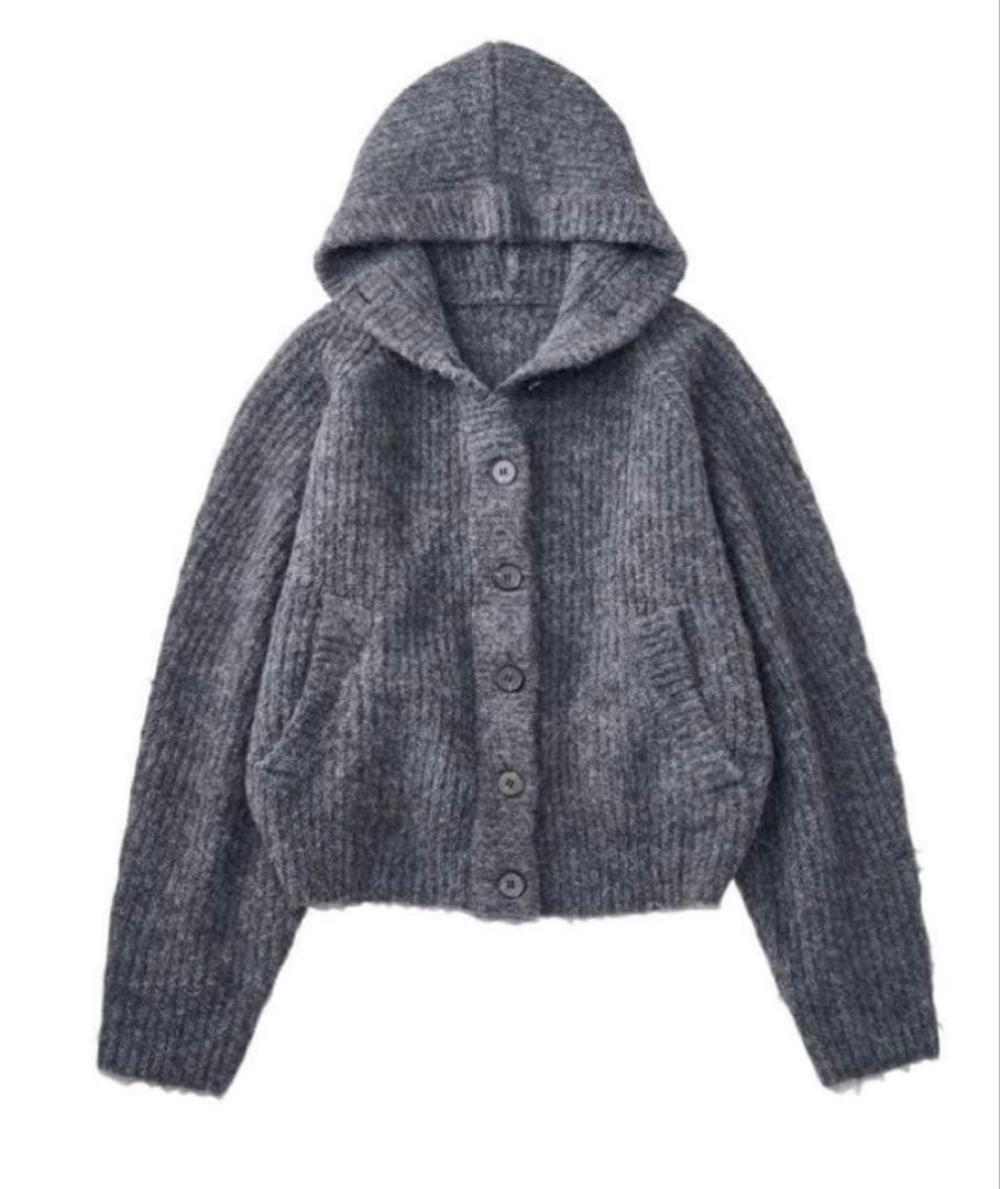 Knuth Marf フード付きグレークロップドニット