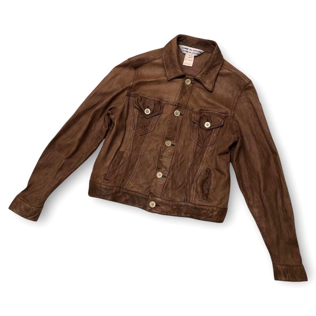 ★ラムレザー★コムデギャルソン トラッカージャケット ブラウン L コムコム
