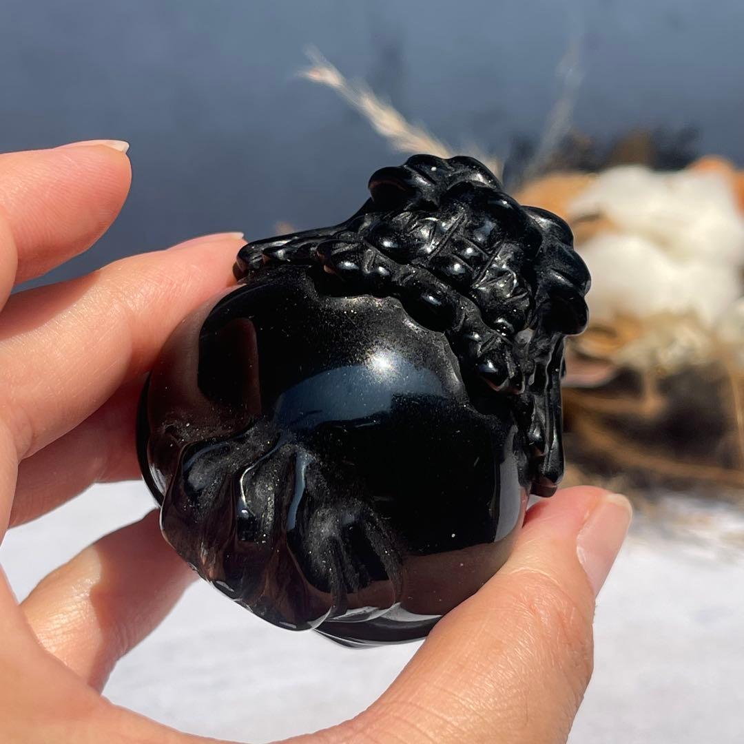 ブラックオブシディアン 龍亀 ロングイ