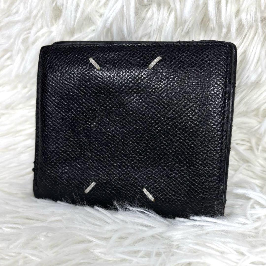 Maison Margiela 二つ折り財布　4ステッチ　レザー　ブラック
