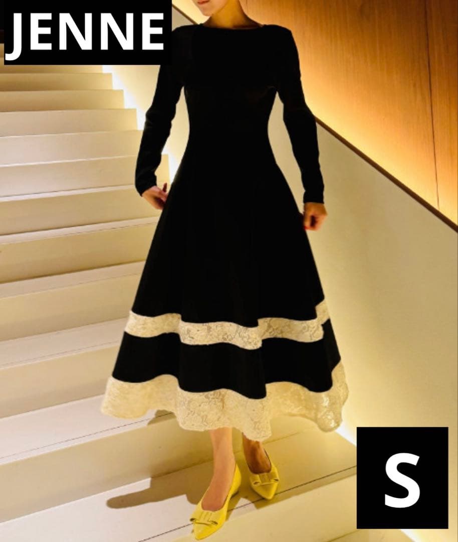 ジェンヌ JENNE レース切り替えカットソーワンピース　Sサイズ 極美品