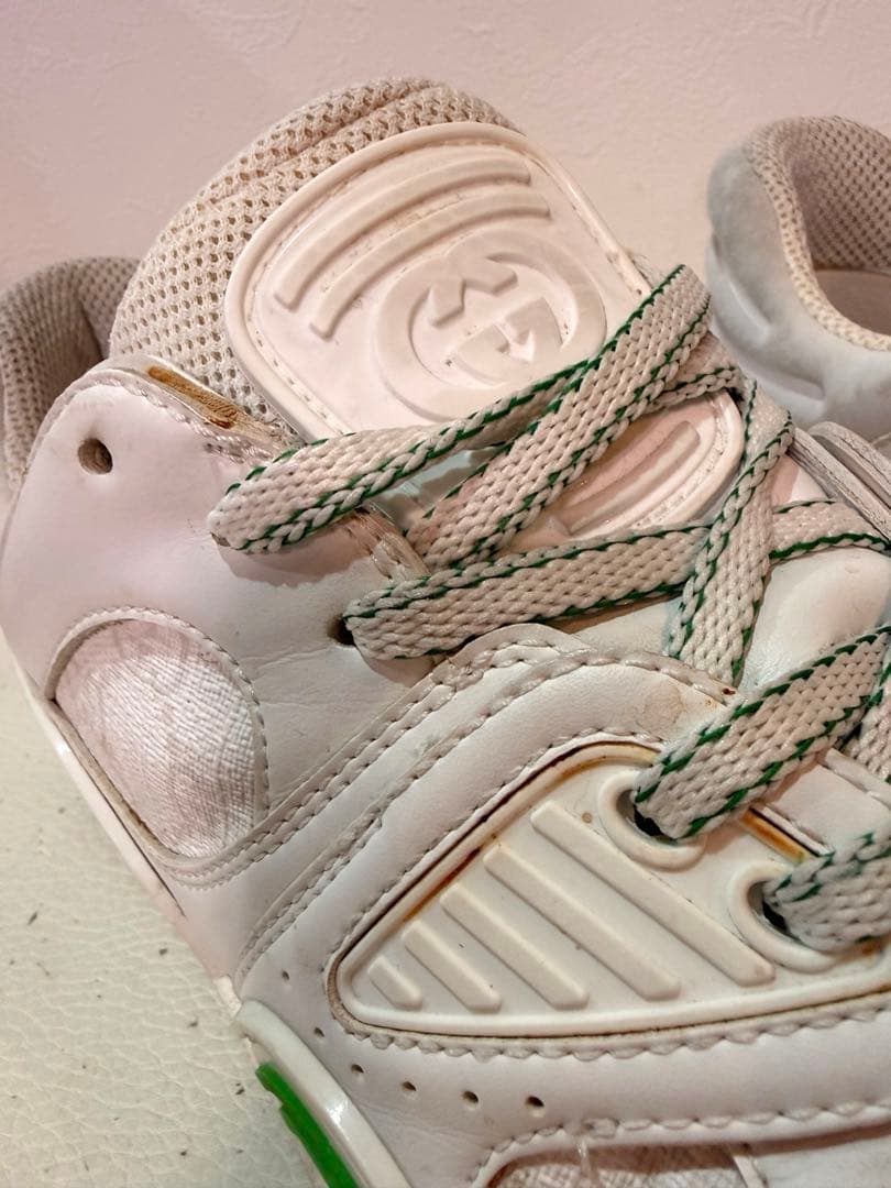 格安本物 GUCCI グッチ メンズ スニーカー 白グリーン