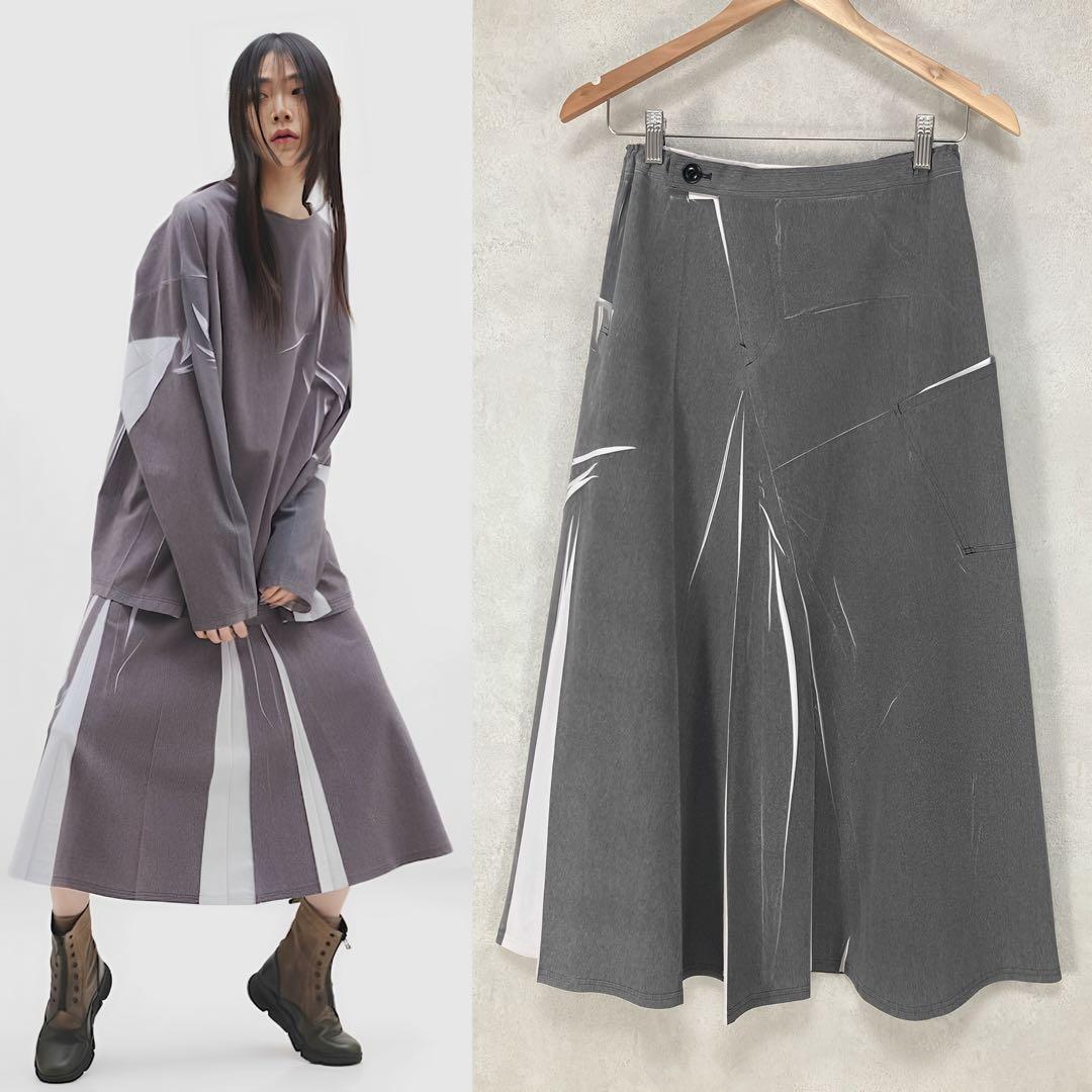 Y's ワイズ TRANSFERRED PRINT PATCH SKIRT 2
