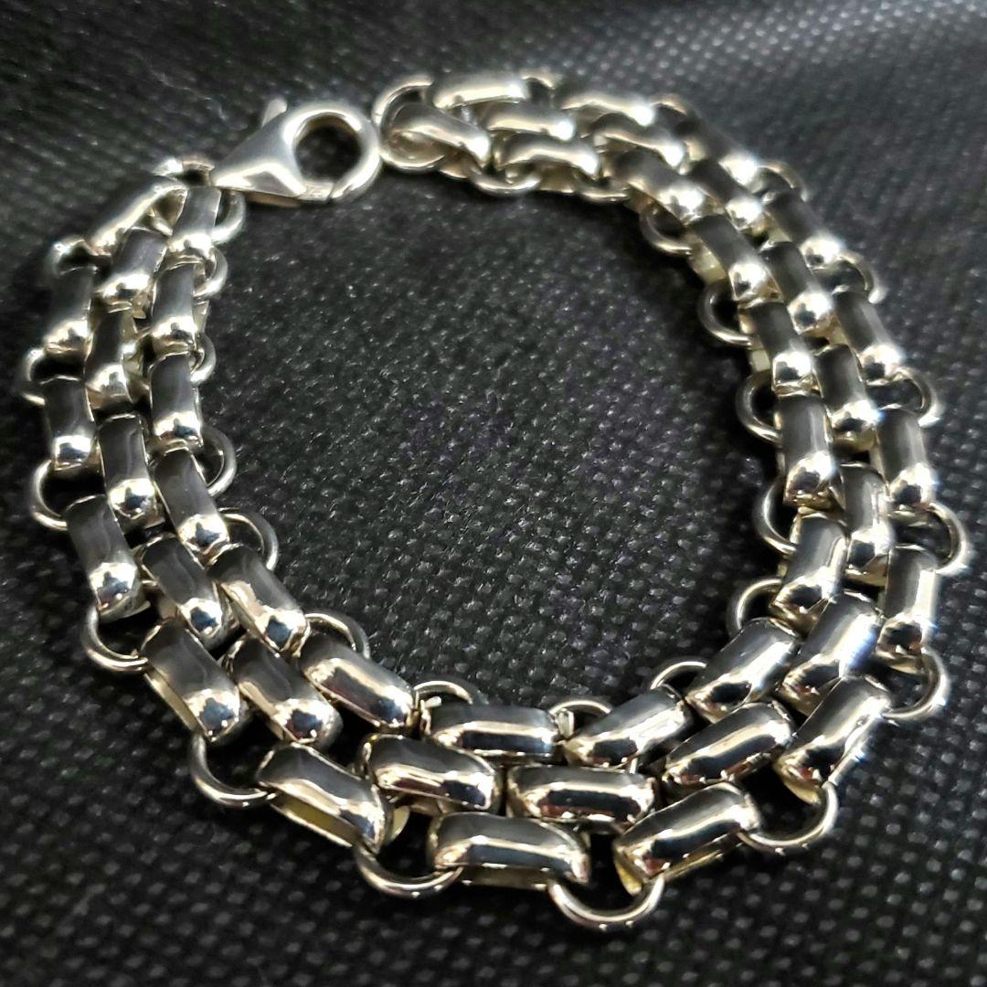 3連チェーンブレスレット SILVER925 極太 太め 大きめ シルバー925