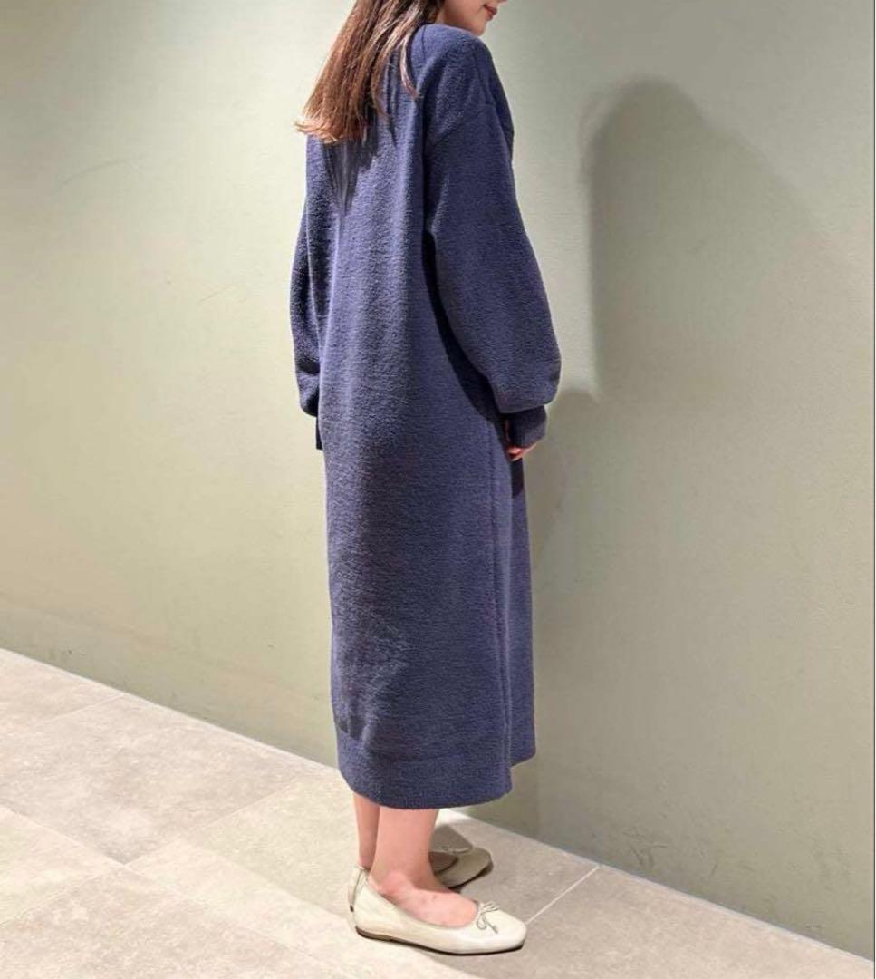 新品タグ付 シーズー柄 ジャガードワンピース NVY F ルームウェア