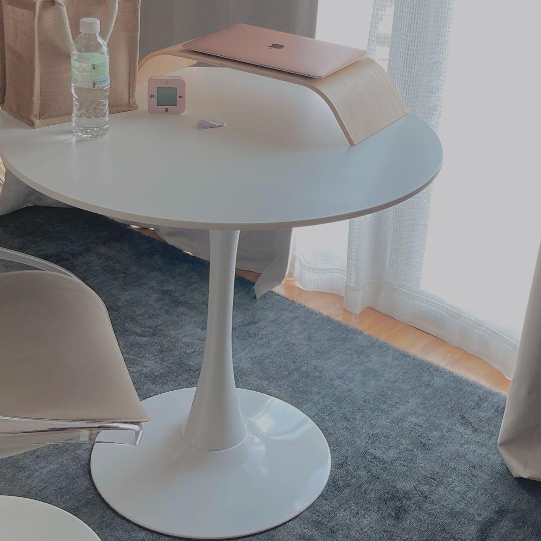 韓国風 丸テーブル ホワイト 白 ダイニングテーブル 80cm