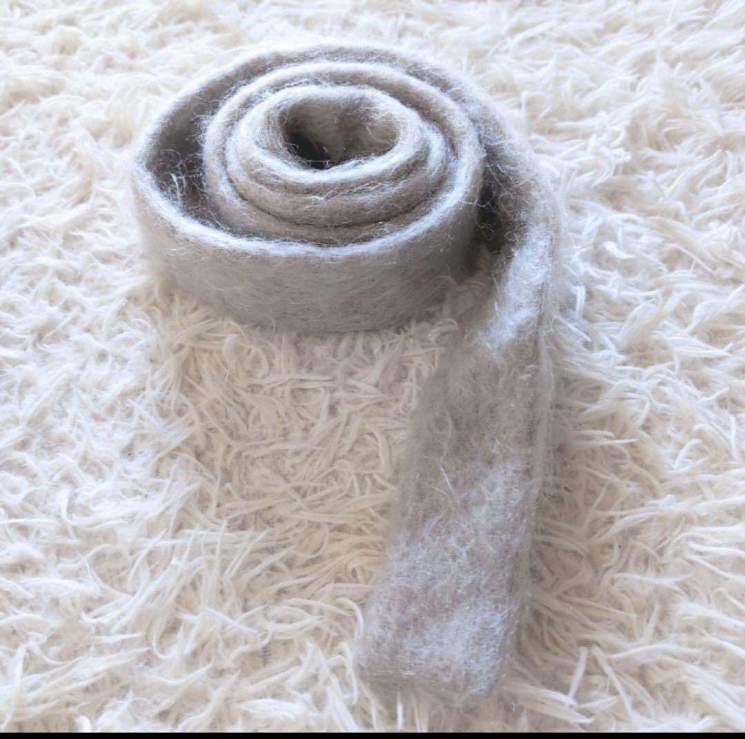 新品同様値引OKウールモヘヤシャギーベルテッドコート Fアイスグレーホワイト