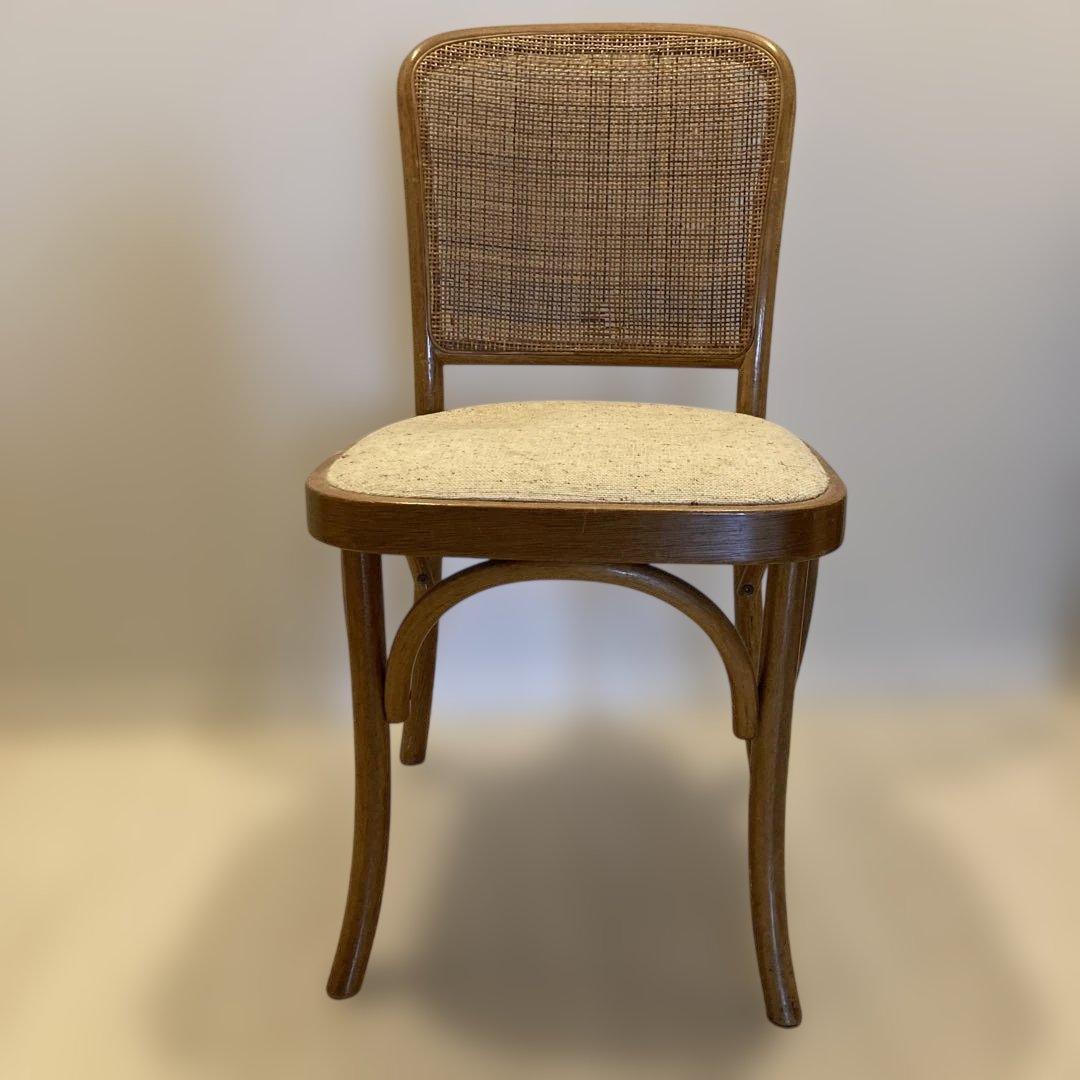 木製ラタン編み椅子