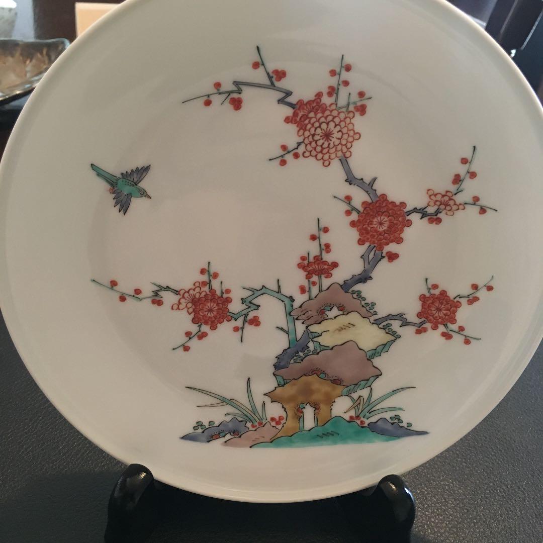 十四代 酒井田柿右衛門 錦梅鳥文額皿 共箱