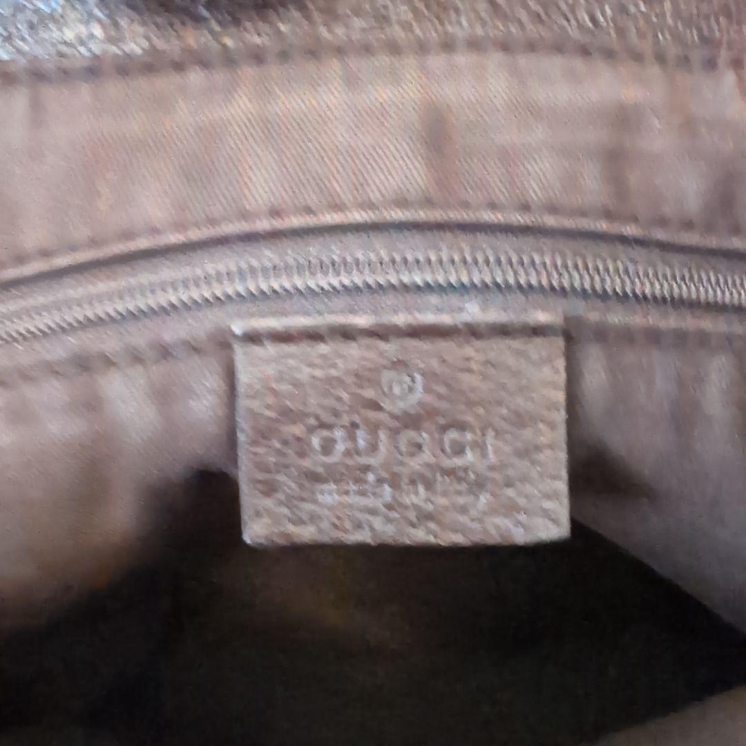GUCCI グッチ　GGキャンバス ブラウン トートバッグ　キャンバス　レザー