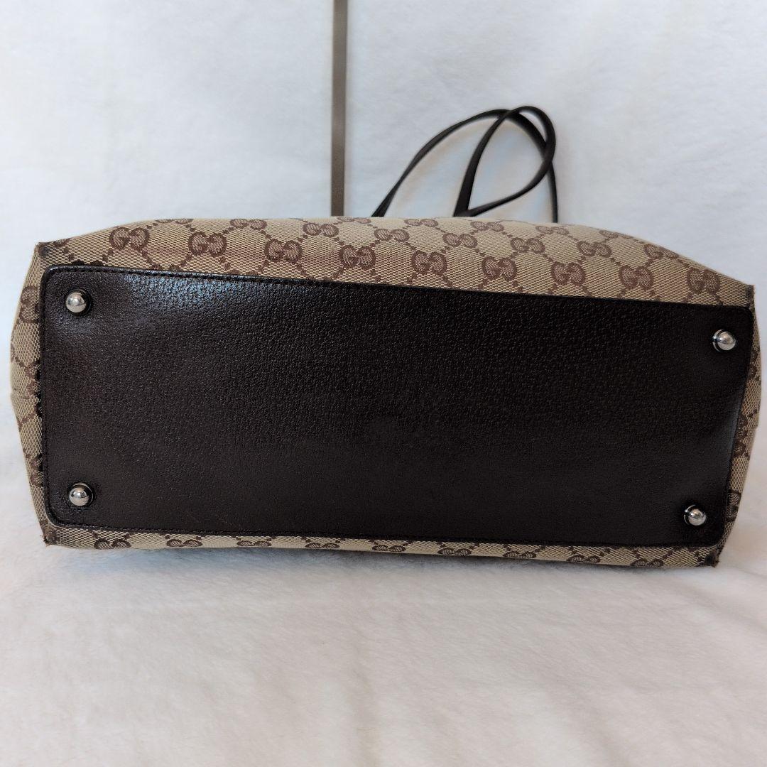 GUCCI グッチ　GGキャンバス ブラウン トートバッグ　キャンバス　レザー