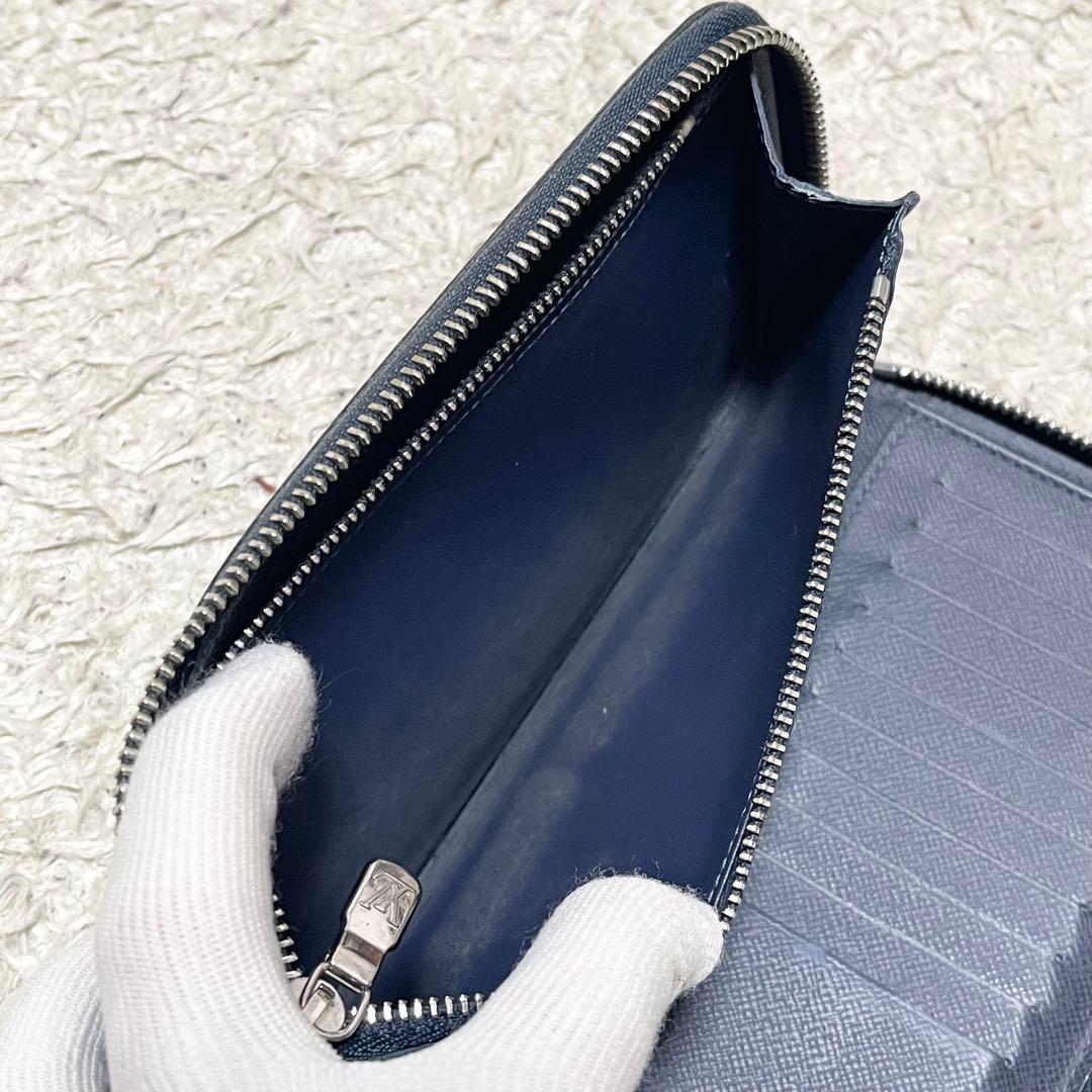 【美品】ルイヴィトン 長財布　ジッピーウォレット　ヴェルティカル　タイガ　紺系
