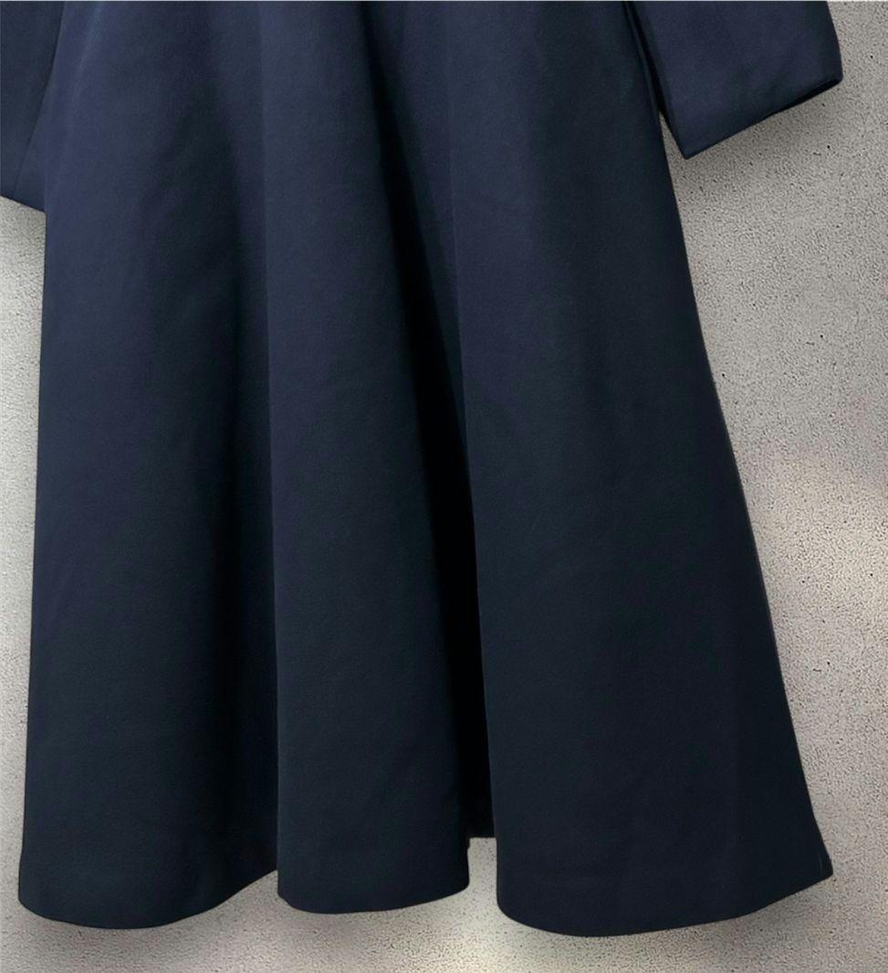 新品 ベルト無し エレガントカラー フレアコート ネイビー S