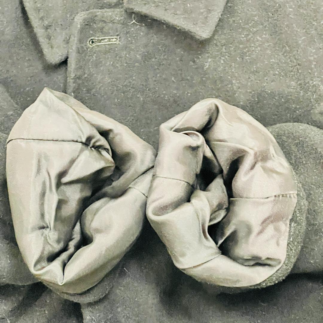 【バーバリーロンドン】ステンカラーコート　黒色　比翼　カシミヤ　裏地総柄　M～L