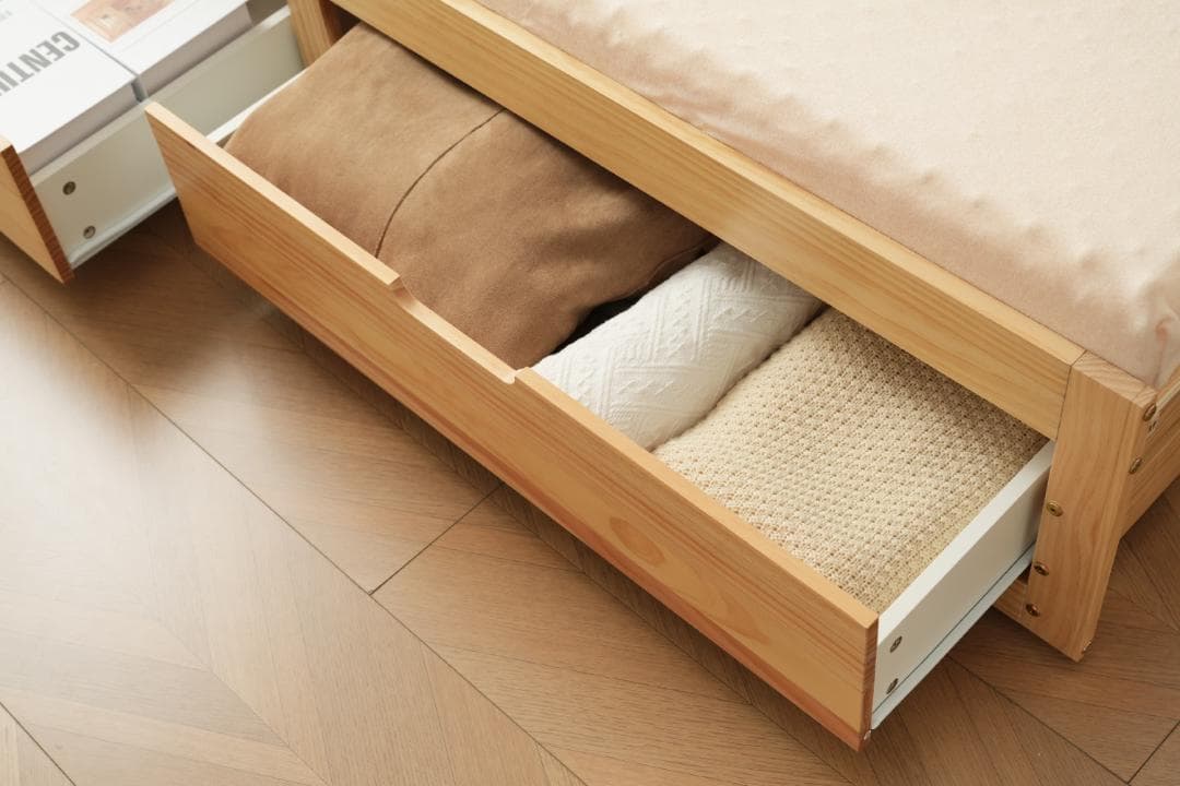 20％OFF！伸長式ソファベッド引き出し付き 収納付き 天然木　WHITE