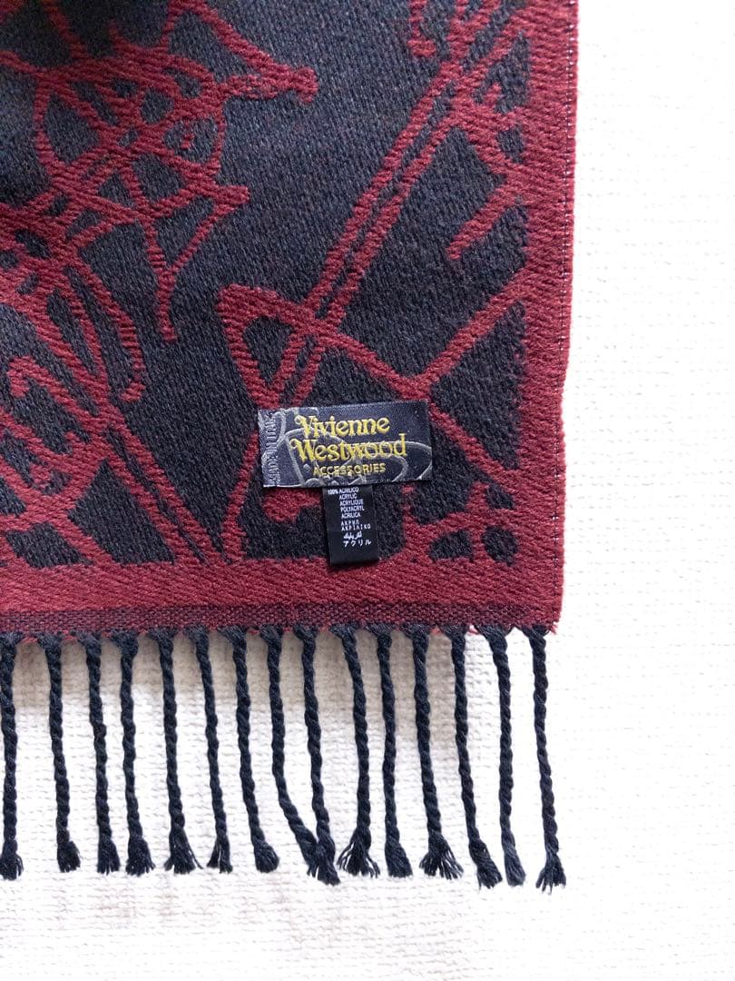 Vivienne Westwood マフラー オーブ柄 リバーシブル レッド