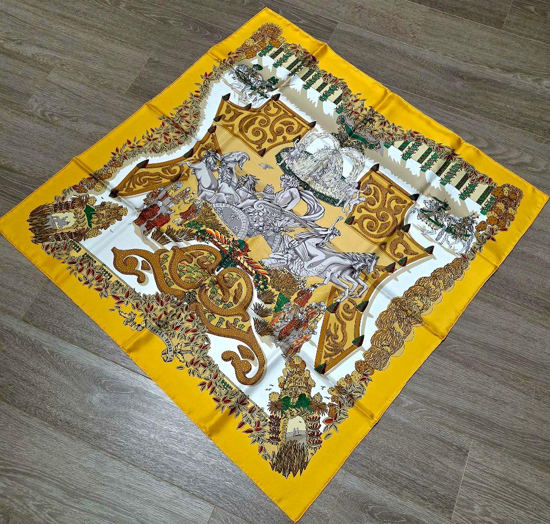 カ*ネ様 未使用 HERMES　エルメス 王の楽園 スカーフ カレ90