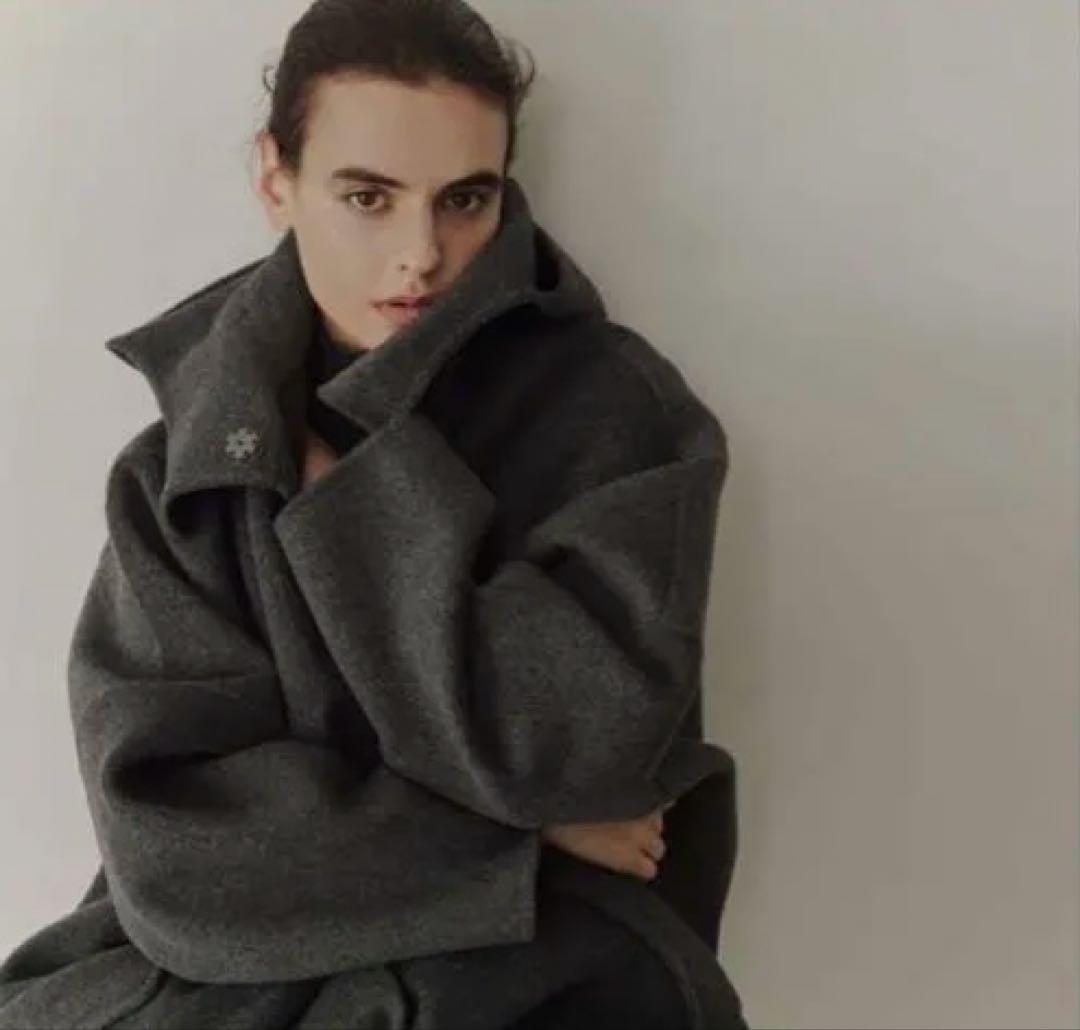 25AW ルシェルブルー　フードダブルフェイスコート　グレー36