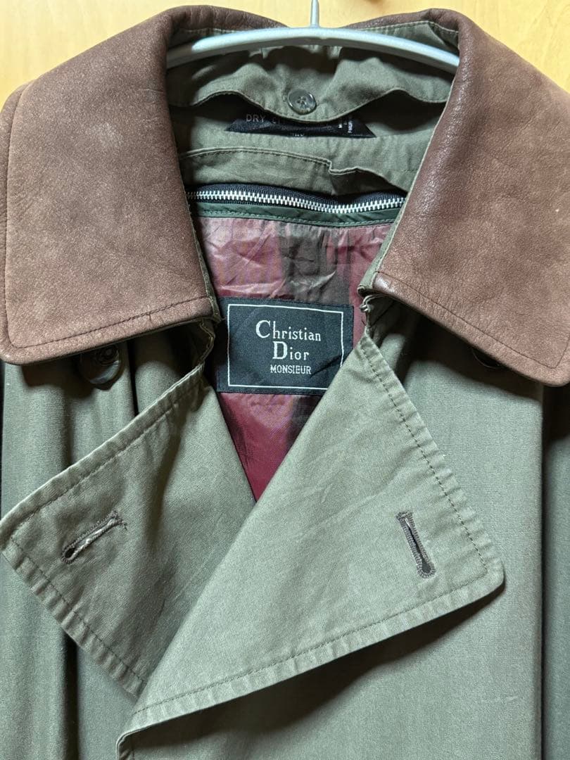 90s Christian Dior トレンチコート カーキ