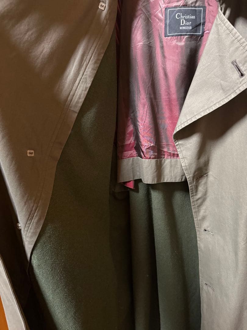 90s Christian Dior トレンチコート カーキ