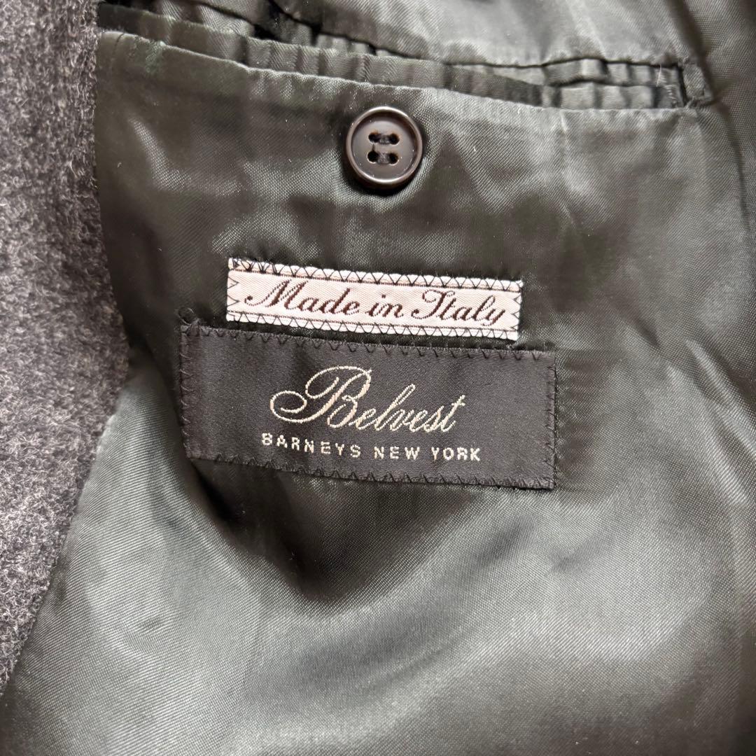 【美品】イタリア製 ベルベスト ウール バルマカーンコート グレー 46 M相当