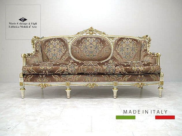 マリオ・コルチャゴ（フラテリ・オリッジ） 3人掛けソファ ロココ様式 金華山張地