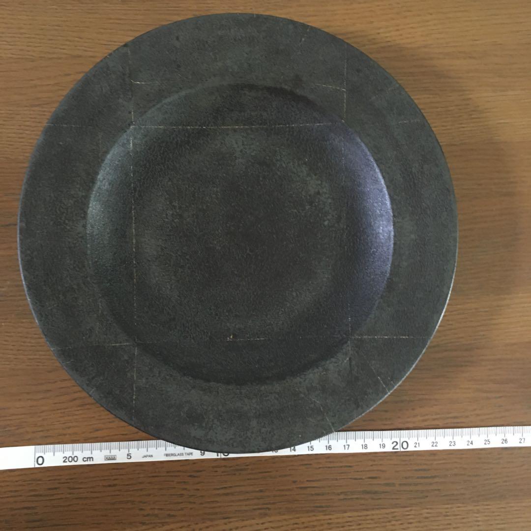 赤木明登さん黒色漆器製平皿 約22.5せンチ