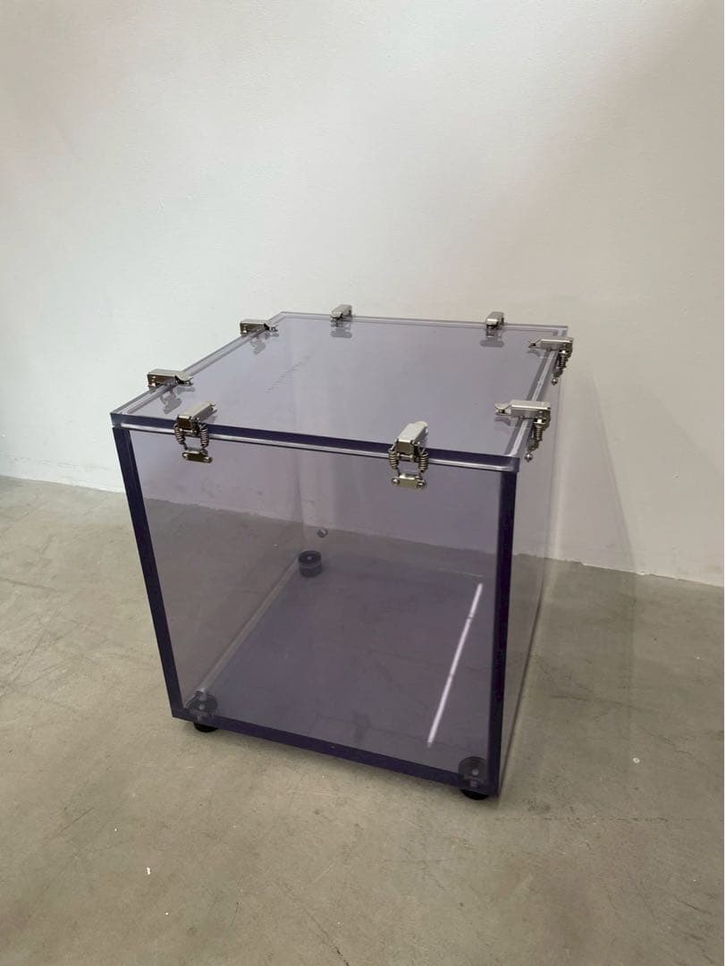 未使用アクリルケース キューブBOX ディスプレイボックス ショーケース 透明紫