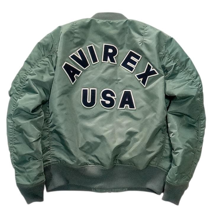 良品 AVIREX アヴィレックス MA-1 アーチロゴ MA-1 XL セージ
