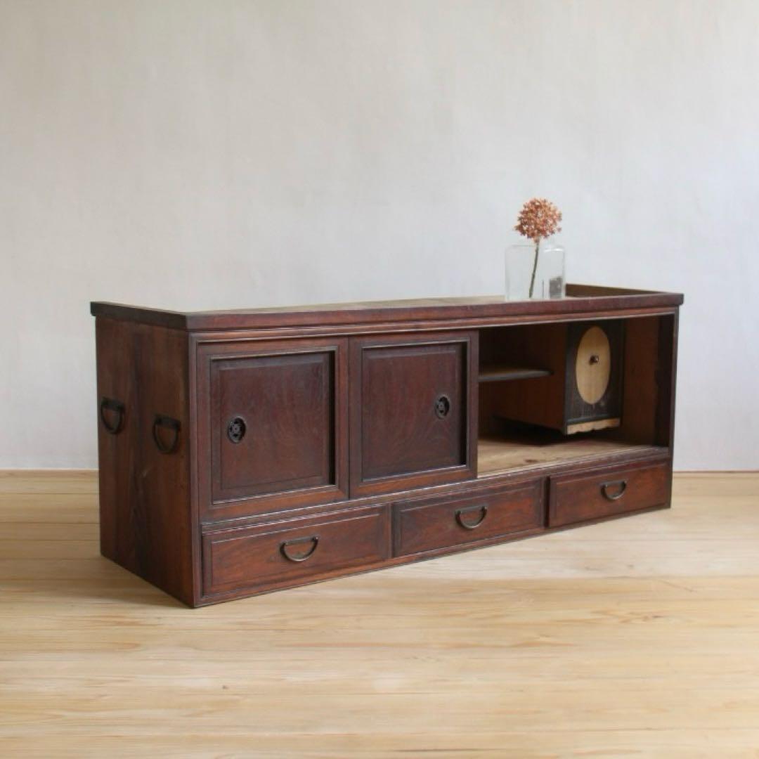 収納棚　本棚　引戸　引き出し　古道具　古家具　ビンテージ　アンティーク　レトロ