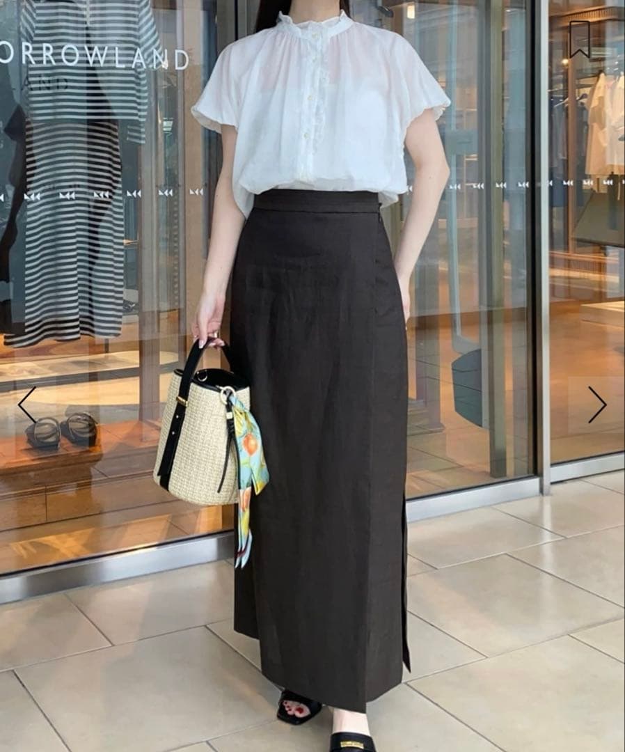 未使用品　BALLSEY スムースラミー フリルカラーブラウス