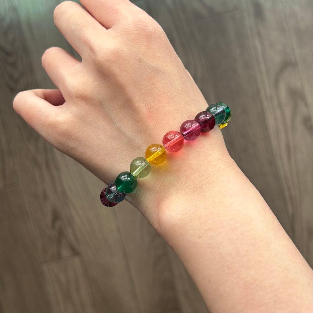 翡翠 ヒスイ ブレスレット 高品質 カラフル 虹 8~10mm