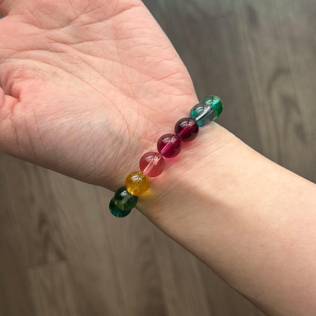 翡翠 ヒスイ ブレスレット 高品質 カラフル 虹 8~10mm