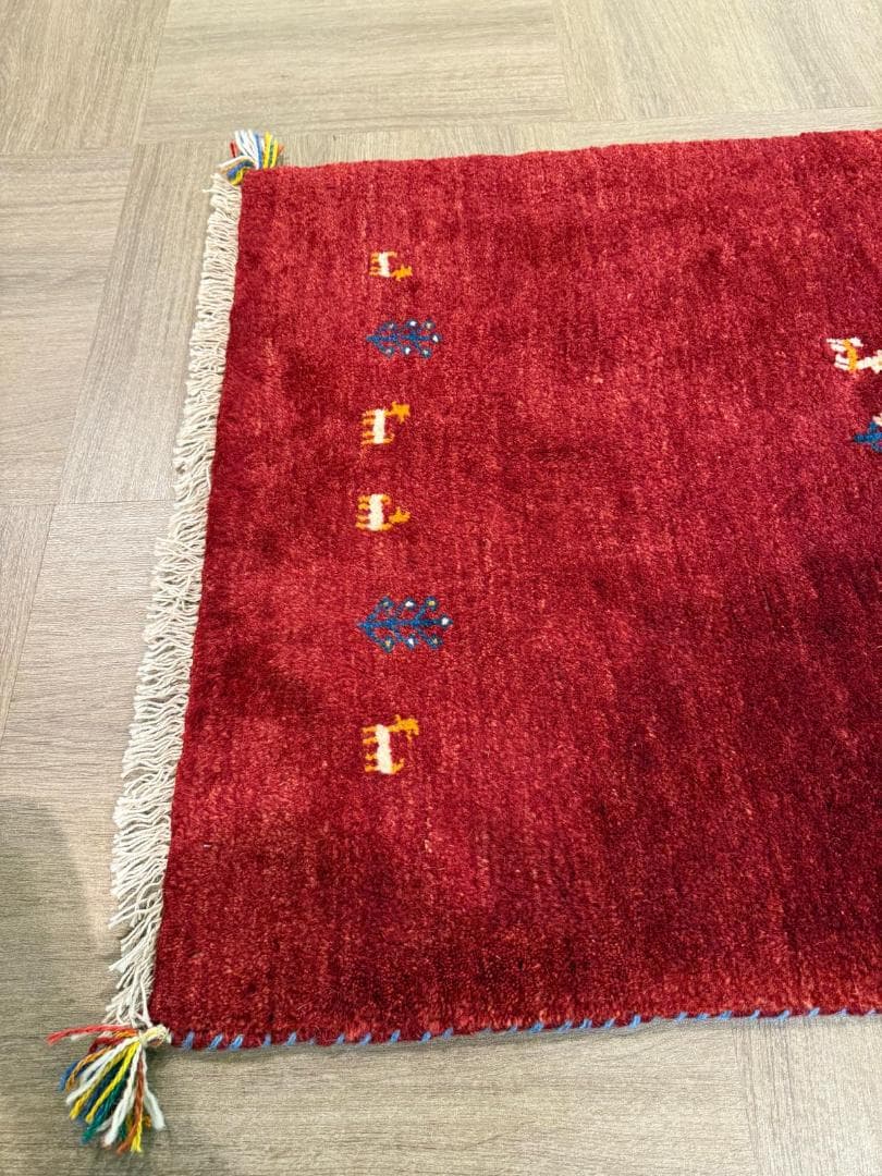 ギャッベ 127x84cm ペルシャ絨毯 手織り ギャベ 玄関マットラグ 絨毯